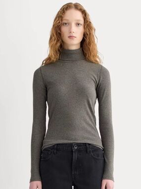 Everlane THE LUXE RIB TURTLENECK | WASHED HEATHERED FATIGUE